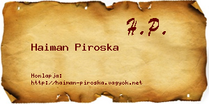 Haiman Piroska névjegykártya